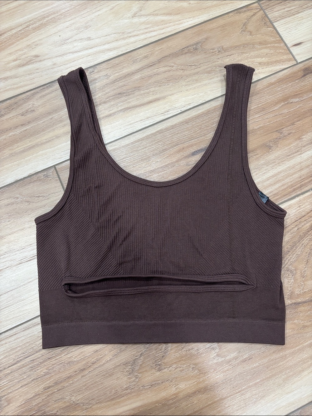 Urban Outfitters Seamless Ribbed Scoop-Neck Nursing Bralette - Chocolate Brown